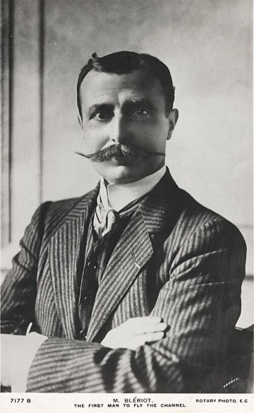 Louis Blériot around 1909, on a postcard calling him the first man to fly the Channel